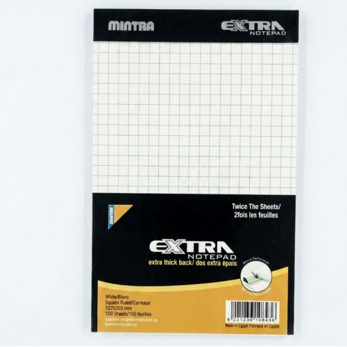 Notebook Mintra 12.7X20.3 Ruled 100Sh Extra Pad Stapled White 10843