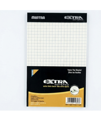 Notebook Mintra 12.7X20.3 Ruled 100Sh Extra Pad Stapled White 10843