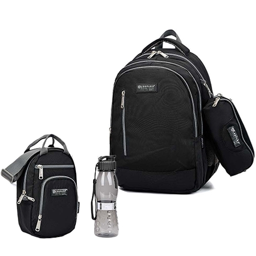 Black Set Backpack Leopard