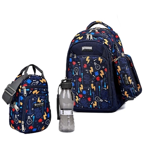 Printed Blue Set Backpack Leopard