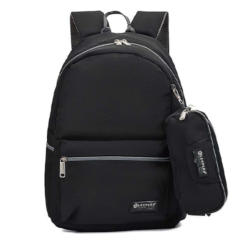 Black Set Backpack Leopard