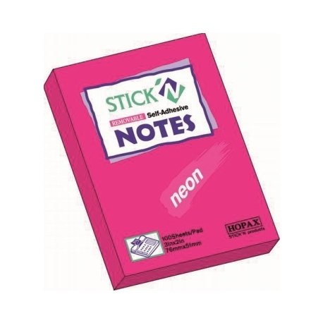 Stick Notes Stick N 76X 50Mm 100Sh Neon Magenta 21161