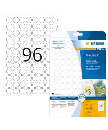 Label Herma Super Print A4  25Sh/Pack Round White