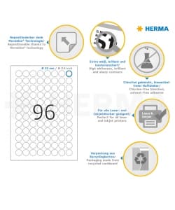 Label Herma Super Print A4  25Sh/Pack Round White - Image 3