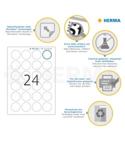 Label Herma Super Print A4  25Sh/Pack Round White - Image 9