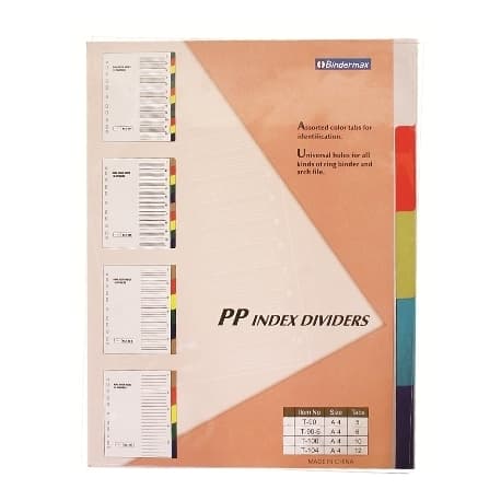 Divider Bindermax A4 Plastic Color 5Tabs T-90