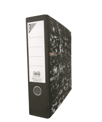 Box File Mintra Marble A4 80Mm Mech Black 14349