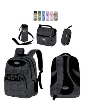 Backpack Dark Grey Genius Set 4 Pcs