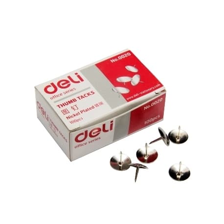 Thumb Tack Deli 29Mm 100/Carton Silver 0020
