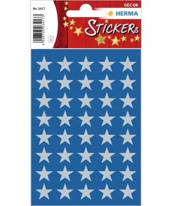 Christmas Stars 5 Spikes Silver - Sticker Herma