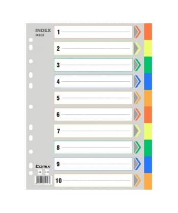 Divider Comix A4 Pp 1-10 10Tabs Assorted Ix902
