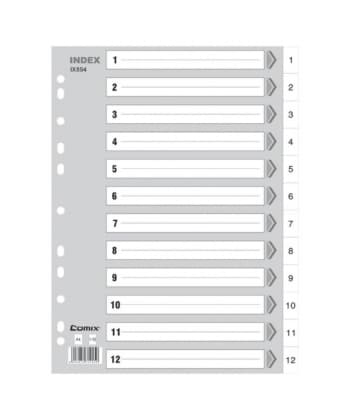 Divider Comix A4 Pp 1-12 12Tabs Grey Ix894