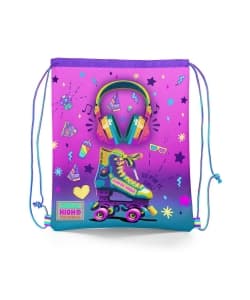 Drawstring Bag  Girl Skate Headset Coral High - Image 1