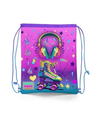 Drawstring Bag  Girl Skate Headset Coral High