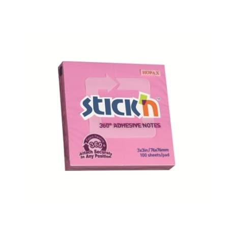 Adhesive Square Notes Stick N 76X76Mm Pink 21554