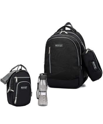 Black Set Backpack Leopard