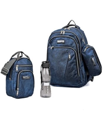 Navy Blue Set Backpack Leopard