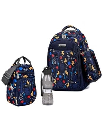 Printed Blue Set Backpack Leopard