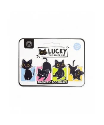 Lucky the Black Cat Magnetic Bookmark Set