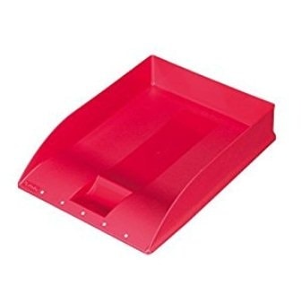 Letter Tray Herlitz A4 Square W/Label Red 10198026