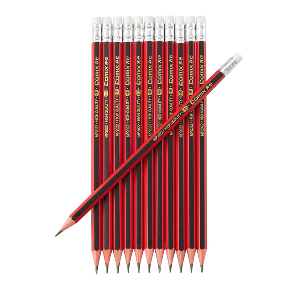 Pencil Comix Hb 12/Pack W/Eraser Assorted Mp2022