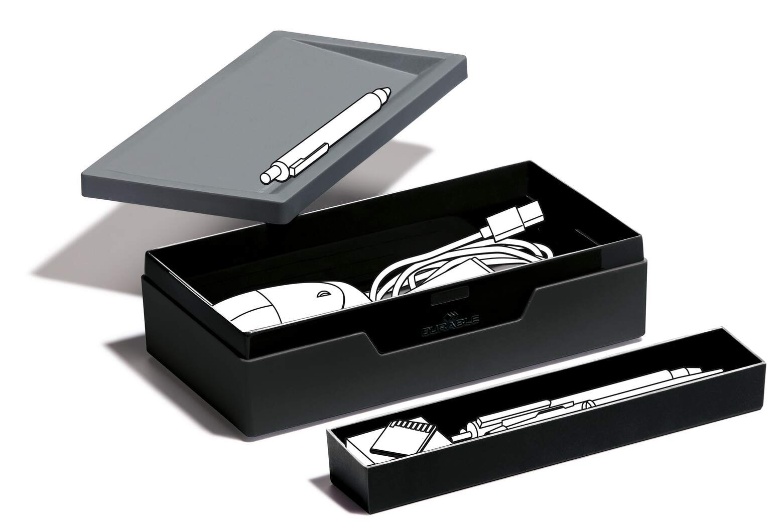 Pen Tray Durable Varicolor Job Case Charcoal 7612-58