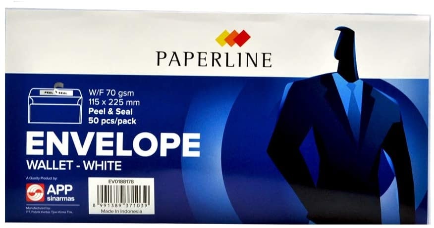 White Mail Envelope 110X230 80Gr P&S 25Pcs Paperline  37874
