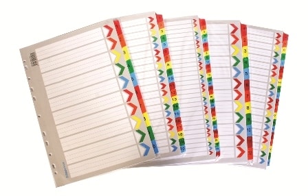 Divider Bindermax A4 Cardboard Paper Mylar Coating 1-10 Ma-100