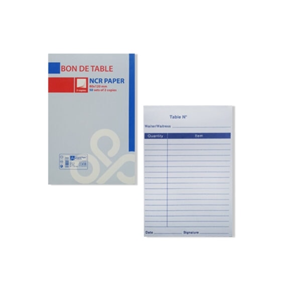 Bon De Table Opp 2 Copies Ncr 50 Sheets 8X12Cm Dd0010