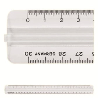 Ruler Plastic M+R 1320 0000 Size 20 Cm W/Grip Transparent