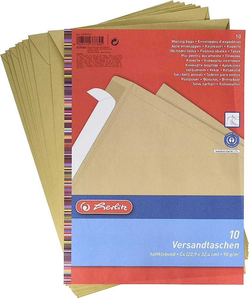 Manilla Pocket Envelope 229X324 P&S 10/Pack