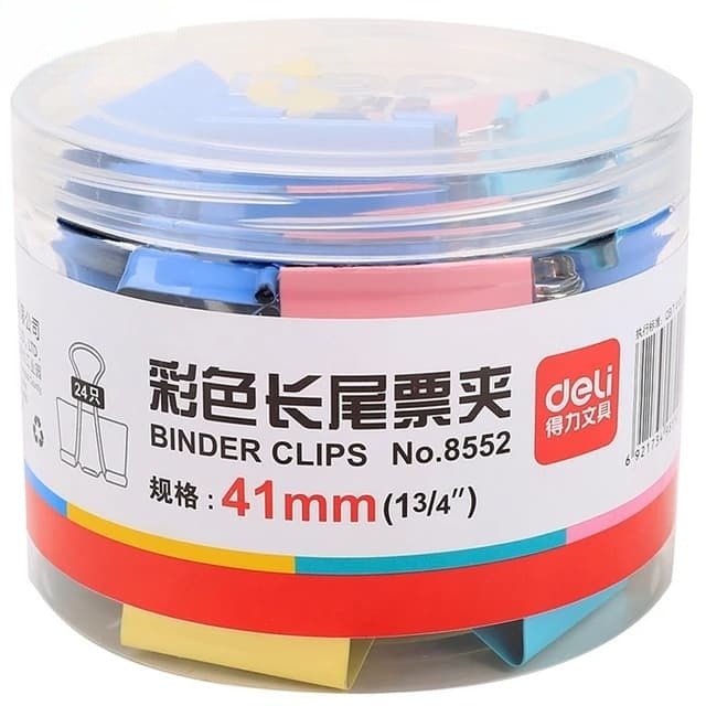 Binder Clip Deli 41Mm 24/Pack Assorted 8552