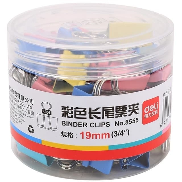 Binder Clip Deli 19Mm 40/Pack Assorted 8555