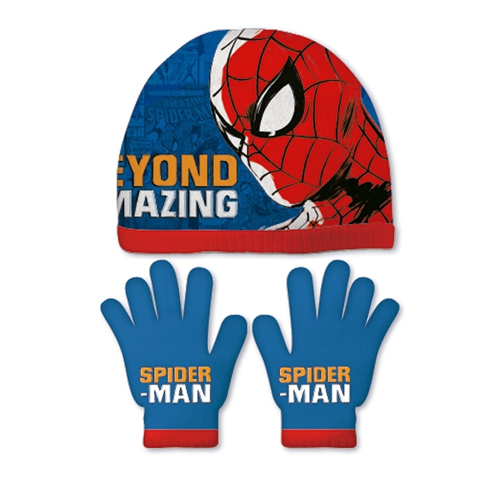 Hat Gloves Set Spiderman Neon