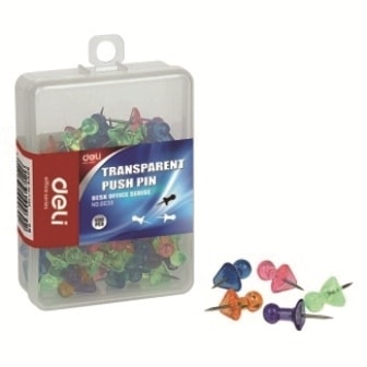 Pushpin Deli Clear Color Head 100/Pack 0030