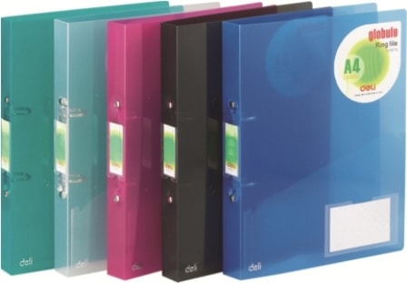 Ring Binder Deli Pp A4 2 Rings Transparent Assorted 39576