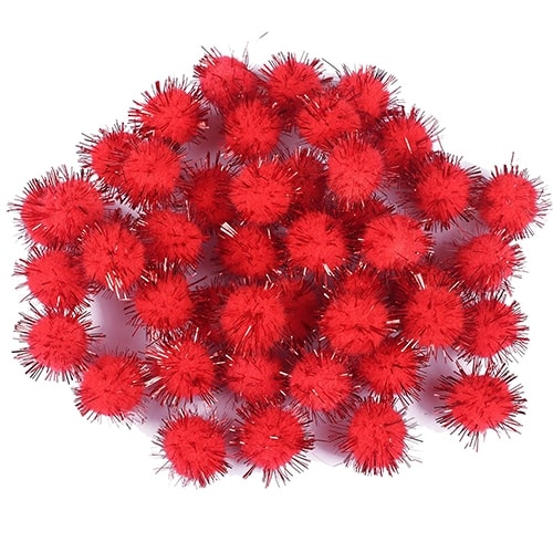 Red Pompon Glitter 20Mm