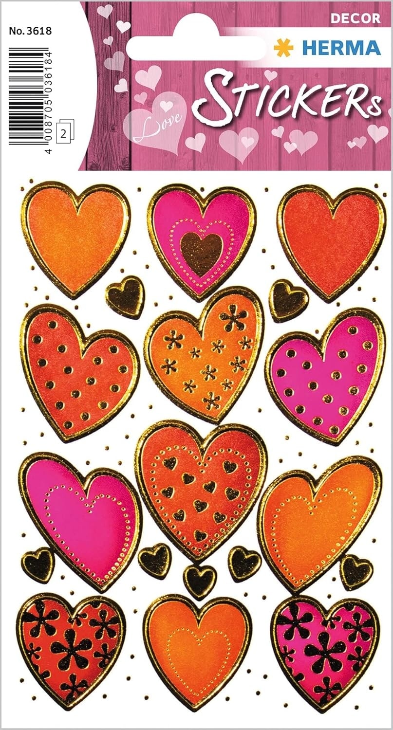 Hearts Gold Embossed - Sticker Herma