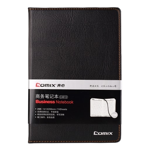 Notebook Comix A5 Ruled 80Sh Pu Black C4612