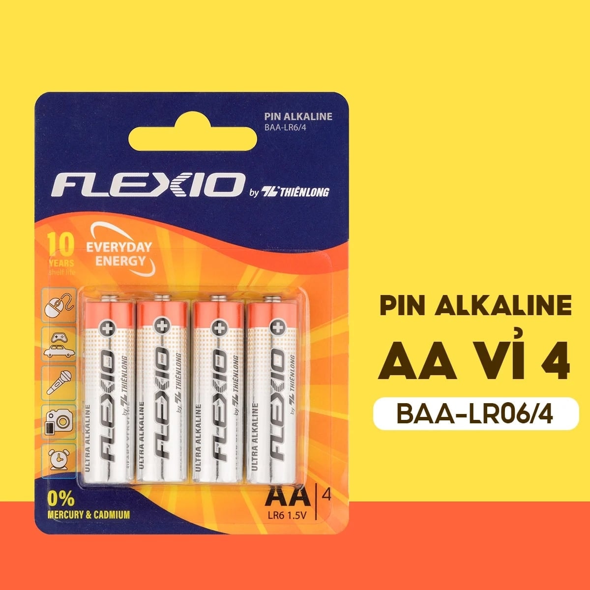 Battery Flexoffice Aa Alkaline 4/Pack Baa-Lr6/4