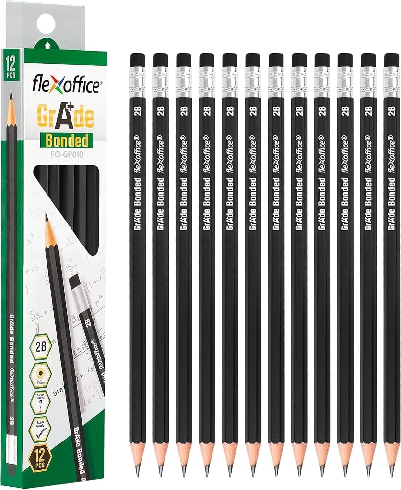 Pencil Flexoffice 12/Pack With Eraser Hex Fo-Gp010
