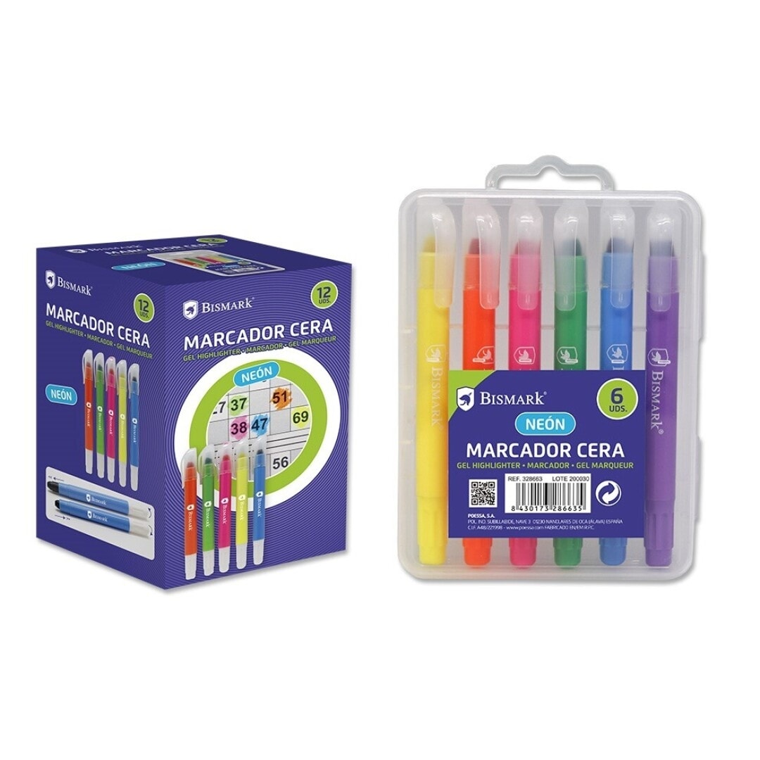 Wax Marker Bismark 6/Pack Neon Solid 328663