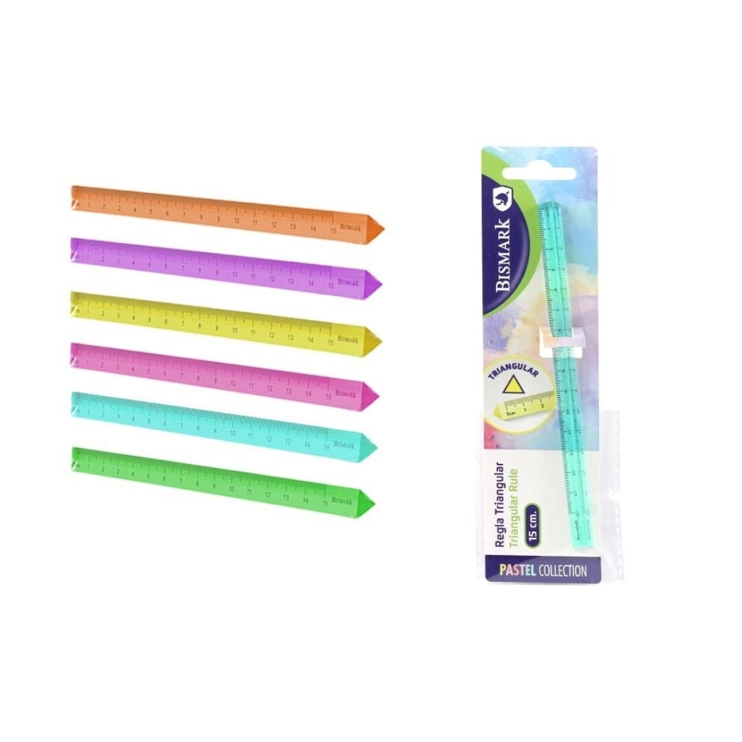 Ruler Bismark 15Cm Triangular Pastel Assorted 331285