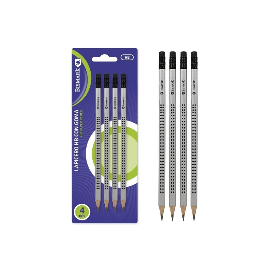Pencil Bismark Hb Dots Silver 4/Pack 333101