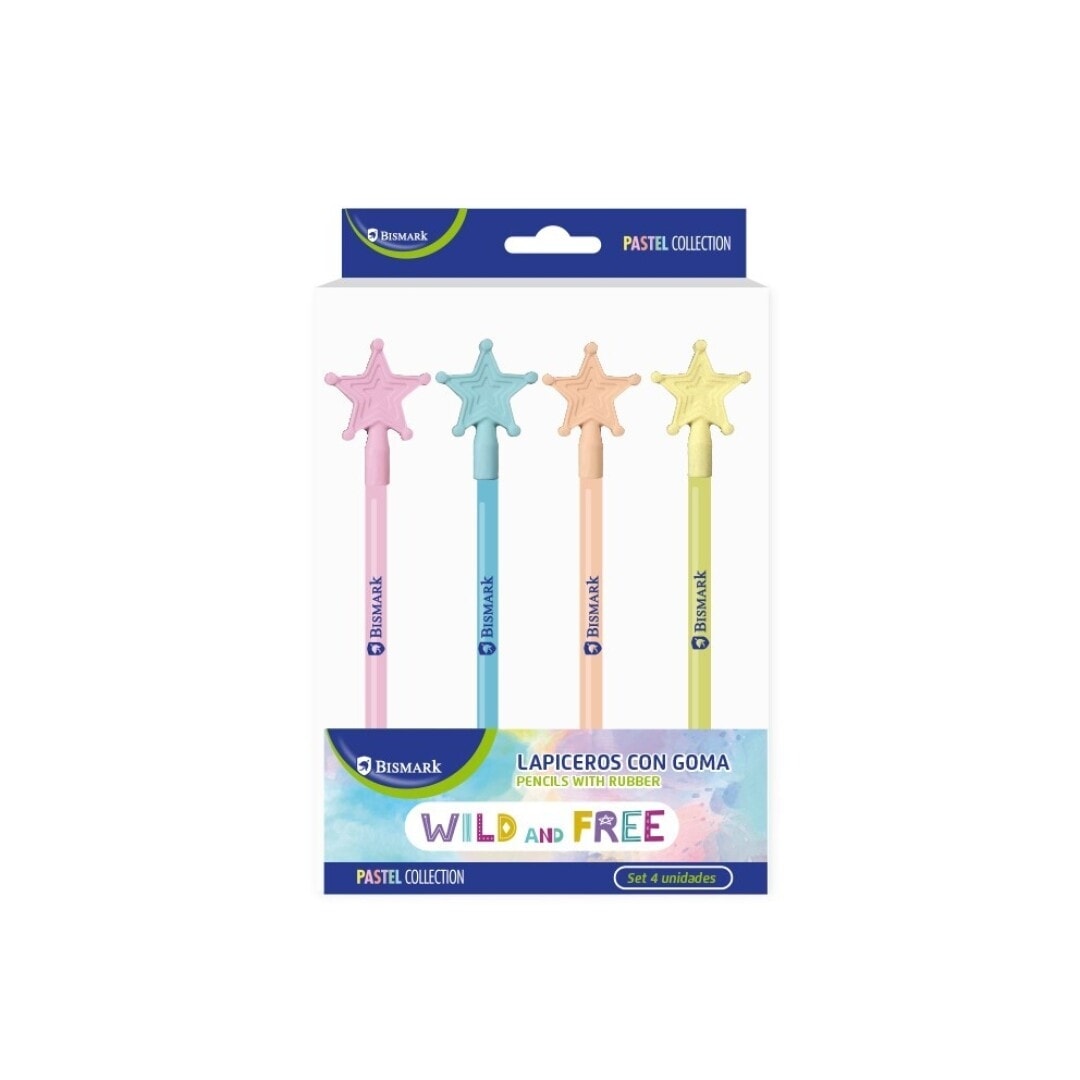 Pencil Bismark 4/Pack With Eraser Star  332122