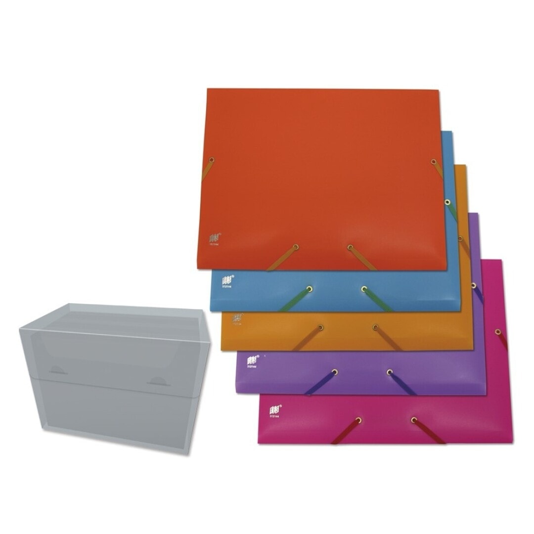 Folder W/3 Flaps And Elastic Bismark Pp A4 Neon Assorted