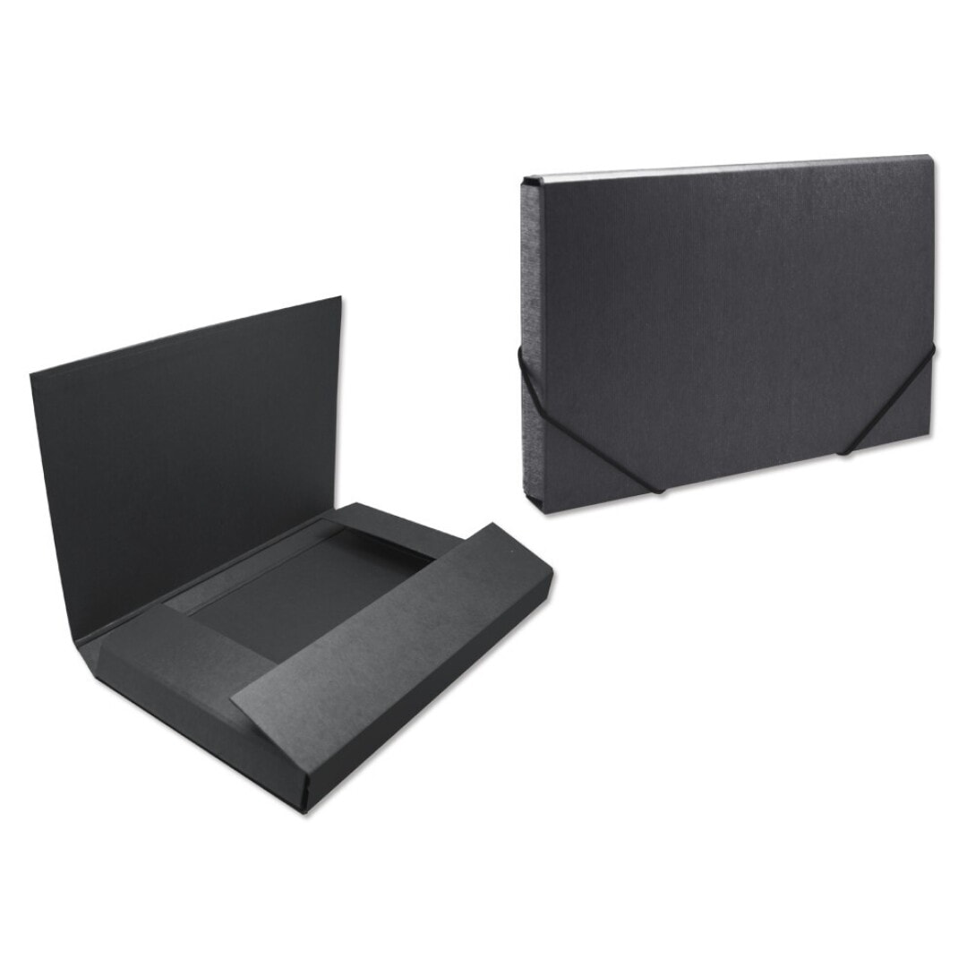 Folder W/3 Flaps And Elastic Bismark Cardboard A4 50Mm Black