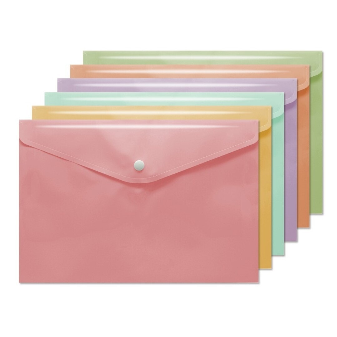 File Envelope Bismark Pp A4 W/Bottom Pastel Assorted 326621