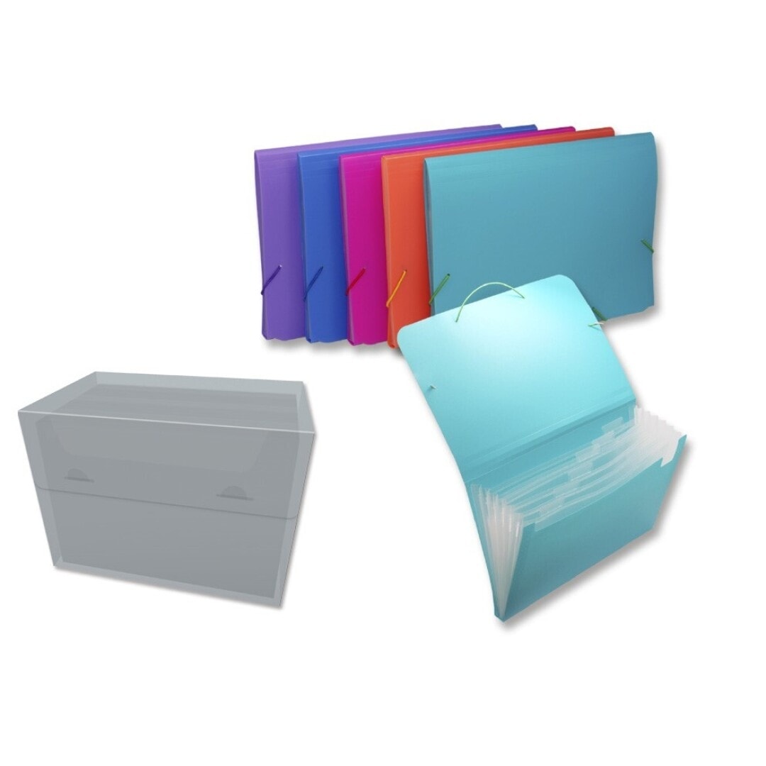 Expanding File Bismark Pp A4 7 Pockets W/Elastic Neon