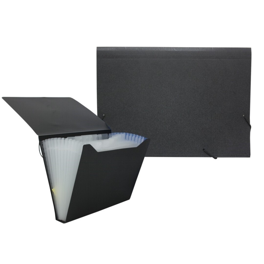Expanding File Bismark Pp A4 12 Pockets W/Elastic Solid Black